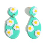 Polymer Clay Drop Earrings Featuring Flower Accents.

- Approximately 2" in Length