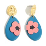 Polymer Clay Drop Earrings Featuring Flower Accents.

- Approximately 2.25" in Length