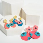 Polymer Clay Drop Earrings Featuring Flower Accents.

- Approximately 2.25" in Length