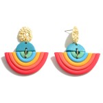 Wholesale clay Polymer Rainbow Drop Earrings