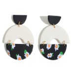 Clay Polymer Drop Earrings Featuring Flower Accents.

- Approximately 2.5" in Length