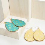 Wholesale faux Leather Teardrop Earrings Seashell Accents Long