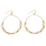 Beaded Drop Earrings Featuring Gold Details. 

- Approximately 2.5" Long