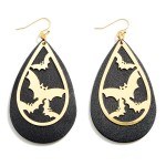 Wholesale halloween Leather Teardrop Earrings Bat Details