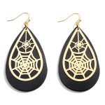 Halloween Leather Teardrop Earrings Featuring Spider Web Details.

- Approximately 3.25" in Length