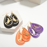 Wholesale halloween Leather Teardrop Earrings Witch Broom Details