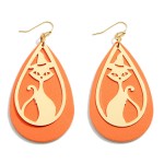 Halloween Leather Teardrop Earrings Featuring Black Cat Details.

- Approximately 3.25" in Length