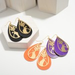 Wholesale halloween Leather Teardrop Earrings Black Cat Details