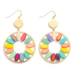Wholesale gold Circular Drop Earrings Beaded Accents L