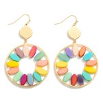 Wholesale gold Circular Drop Earrings Beaded Accents L