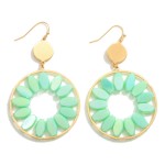 Wholesale gold Circular Drop Earrings Beaded Accents L