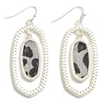 Wholesale silver Leopard Print Drop Earrings Long