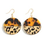 Wholesale genuine Leather Cheetah Print Tortoise Circle Drop Earrings