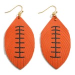 Faux Leather Football Drop Earrings Featuring Feathered Accents. 

- Approximately 3" in Length