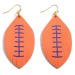 Wholesale faux Leather Football Drop Earrings Feathered Accents