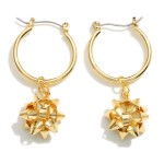 Wholesale gold Hoop Earrings Christmas Bow Charm