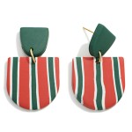 Wholesale christmas Stripes Polymer Clay Drop Earring