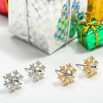 Wholesale snowflake Stud Earring Center Crystal mm