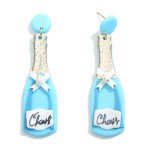 Wholesale cheers Wine Bottle Clay Earrings Gold Foil Accents