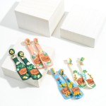 Wholesale cheers Wine Bottle Polymer Clay Earrings Floral Accents