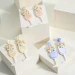 Wholesale acetate Champagne Glass Drop Earrings Pearl Accents Long