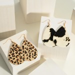 Wholesale teardrop Leather Animal Print Earring L Print May Vary