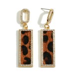 Wholesale animal Print Leather Earrings Crystal Accents