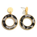 Wholesale gold Animal Print Hoop Drop Earrings Long