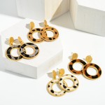 Wholesale gold Animal Print Hoop Drop Earrings Long