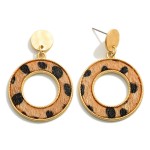 Wholesale gold Animal Print Hoop Drop Earrings Long
