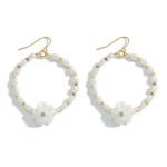 Wholesale pearl Beaded Drop Earring Flower Accent