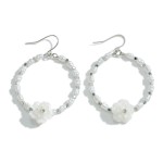 Pearl Beaded Drop Earring With Flower Accent

- Approximately 1.5" Length