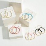 Wholesale beaded Hoop Drop Earrings Gold Accents