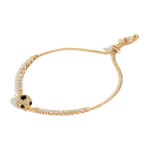 Wholesale rhinestone Bolo Slide Adjustable Bracelet Rhinestone Soccer Ball Charm