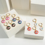 Wholesale gold Huggie Hoop Earring Enamel Rhinestone Evil Eye Charm