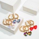 Wholesale crystal Heart Gold Hoop Drop Earrings Long