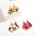 Wholesale chain Link Leather Cow Print Drop Earrings