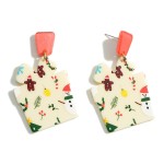 Christmas Theme Pattern Present Drop Earrings

- Approximately 2" Long