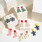 Christmas Theme Pattern Present Drop Earrings

- Approximately 2" Long