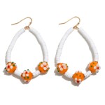 Beaded Teardrop Earrings With Flower Beads