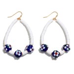 Beaded Teardrop Earrings With Flower Beads