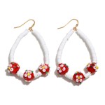 Beaded Teardrop Earrings With Flower Beads