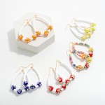 Beaded Teardrop Earrings With Flower Beads