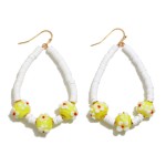 Beaded Teardrop Earrings With Flower Beads