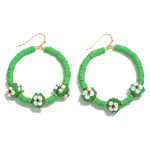 Wholesale beaded Flower Hoop Drop Earrings Diameter