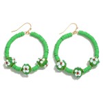 Beaded Flower Hoop Drop Earrings

- Approximately 2" Diameter