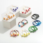 Wholesale beaded Flower Hoop Drop Earrings Diameter