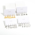 Wholesale set Six Pairs Nature Themed Drop Earrings