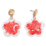 Star Glitter Filled Flower Drop Earring

- Approximately 1.25" Length