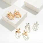 Wholesale metal Leaf Drop Earrings Flower Accents Long